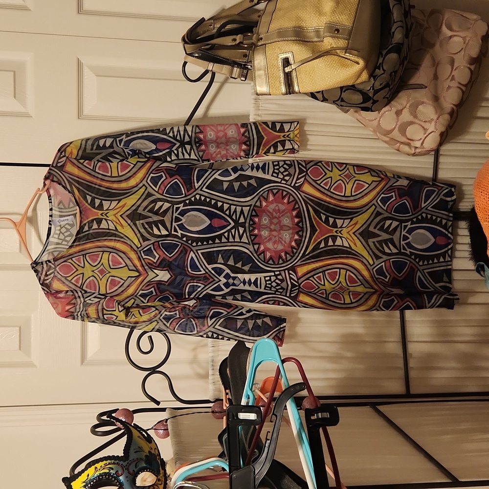 Queen Y2k sheer tribal patterned midi dress